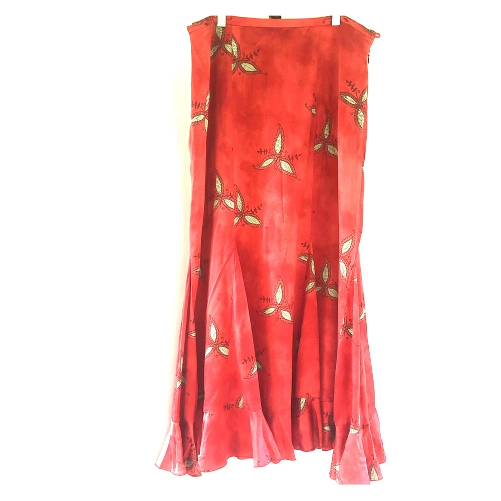 Peruvian Connection 100% silk skirt red 16